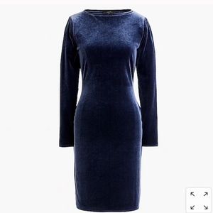 J. Crew blue velvet sheath dress